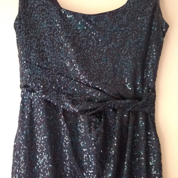 Love Reign Sequined Metallic Blue Tank Strap Lined Bodycon Mini Dress, Medium - Picture 4 of 13